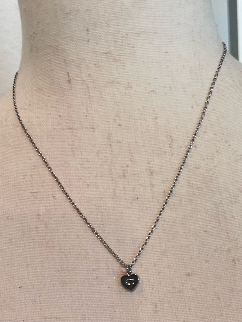 Coach nwt silver Delicate Black Heart Pendant Necklace